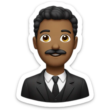 Homme avec une petite moustache noir en carré avec les cheveux noir court sticker