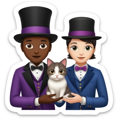 Kedi  çivcivmagician couple and their pet cat sticker
