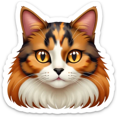 Tortoiseshell cat with long fur sticker