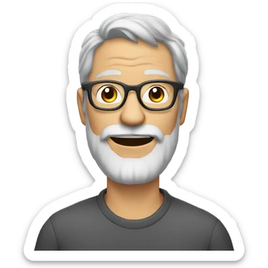 Ugly Mature man with gray hair and beard and glasses sticker
