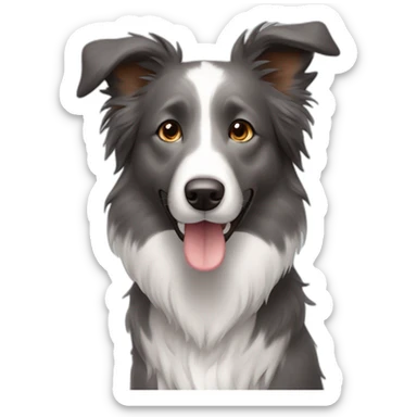 gray colour hair Border collie with Brown eyes sticker