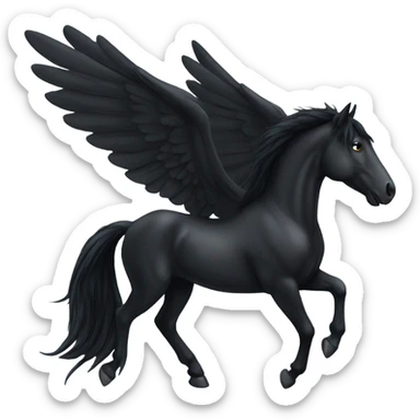 black horse with wings and  long tail sticker