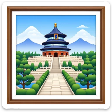 Cinematic Realistic Temple of Heaven Landmark Emoji, depicted with expansive historic architecture set in lush gardens rendered with lifelike detail and serene lighting. sticker
