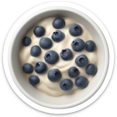White acai bowl with blueberries , view from top sticker