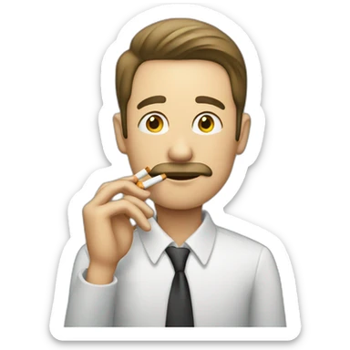 Men smoking cigarette with smoke sticker