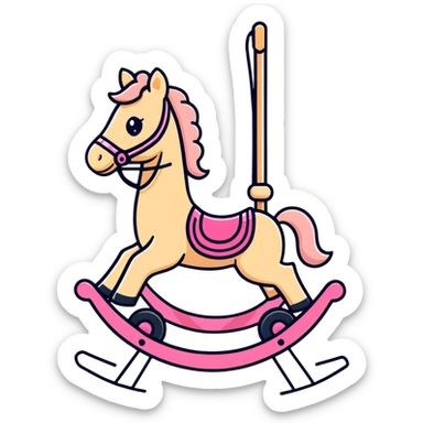 Rocking horse toy with gradient from pink to beige sticker