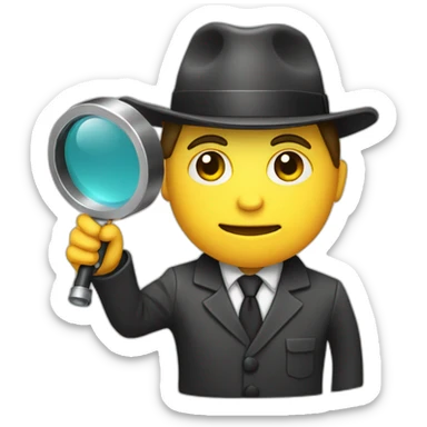 investigator with a magnifying glass sticker