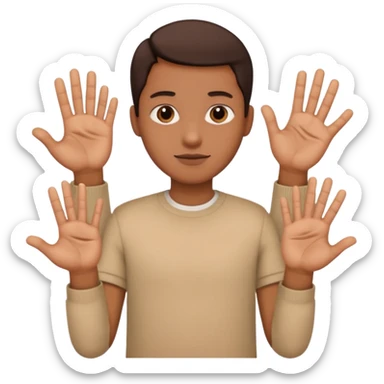 Tête qui a 2 mains l’une qui tient un 6 l’autre un 7 sticker