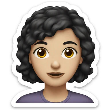 a white woman with black hair and hazel eye color sticker