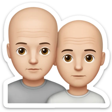 Two men both white one bald head, one brunette sticker