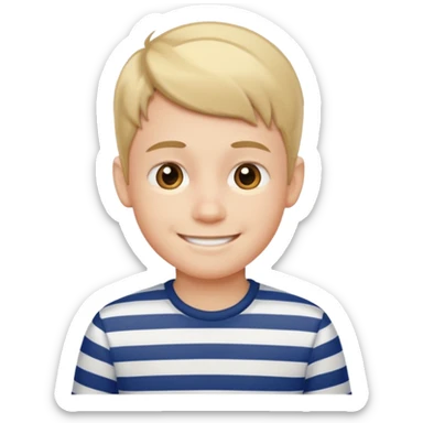 smiling boy in striped shirt sticker