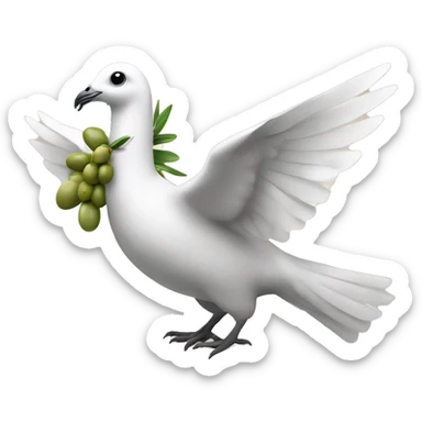 a dove with an olive branch riding a llama sticker