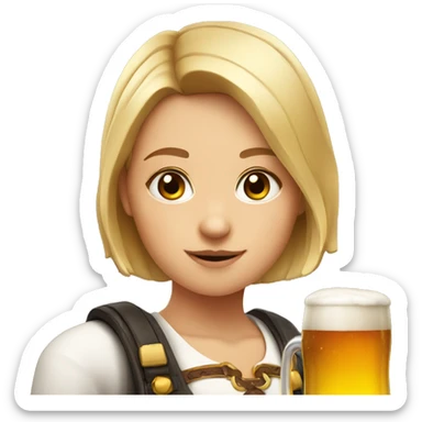 A girl that looks like a german girl and a bear drinking beer sticker