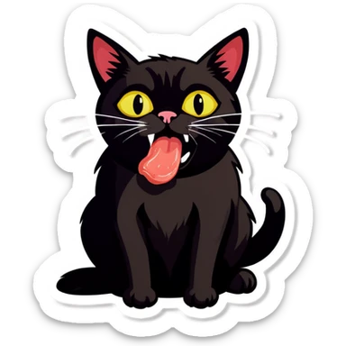 Cat, licking cat poop sticker