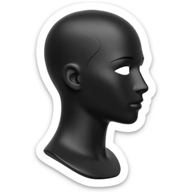 Minimalistic flat vector icon, iOS style, thin black contour on white background. Matte black mannequin in profile in 3D monochrome style. sticker