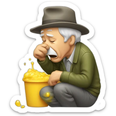 Old man puking because too much party sticker