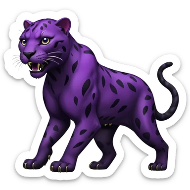 Aggressive Panther emoji with black and purple coloring sticker