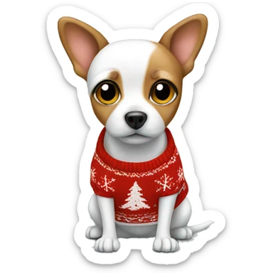 Small dog with Christmas jumper sticker