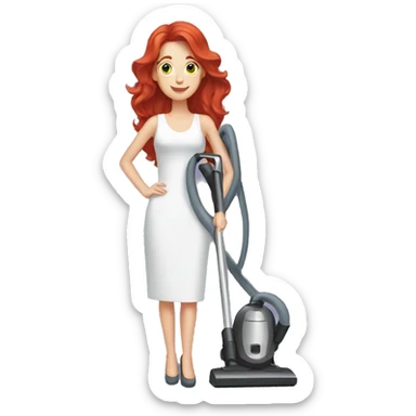 Red haired women with a vacuum cleaner  sticker