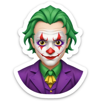 crazy colorful human jolly joker from poker, medieval, vintage sticker