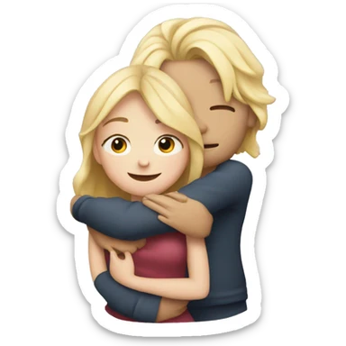 blonde girl hugs a guy sticker