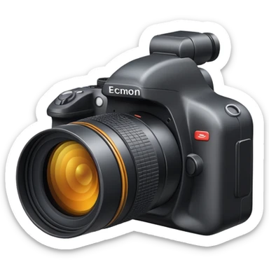 telephoto camera object icon, long zoom lens, professional DSLR body, 3D cartoon, mobile game icon style, centered, clean background, no text, no watermark
  sticker