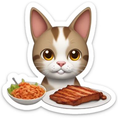 cat's new year with barbecue sticker