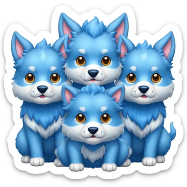 cute blue cerberus (one body, 3 heads) sticker