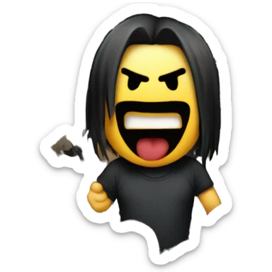 metalhead with a straw head, full body, angry face, in the middle of a mosh pit at a rock concert sticker