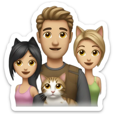 Man woman and cats sticker