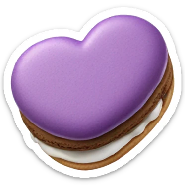 purple Realistic isolated heart shaped macaron cookie laying down flat sticker