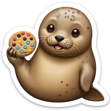 Seal eating a cookie sticker