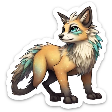 Cool cute Kawaii edgy fantasy animal sparkle fursona Fionbri creature by griffsnuff & LiLaiRa & Falvie full body sticker