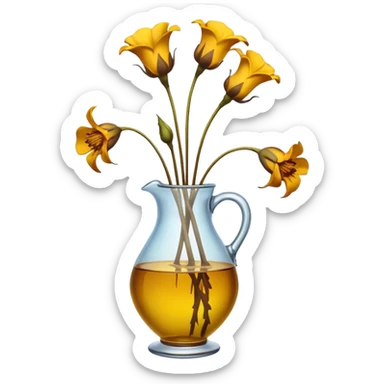 dead wilted flowers hanging in a vase sticker