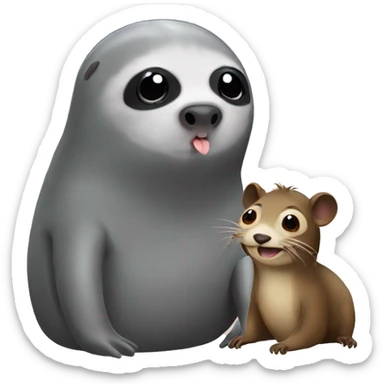 a seal a sloth and a rat talking sticker