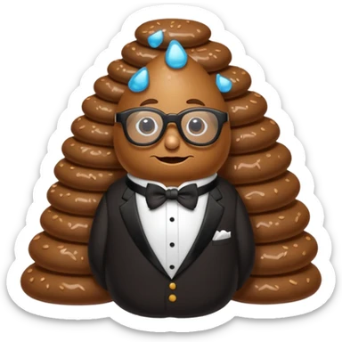 Poop wearing a tux and plastic glasses sticker
