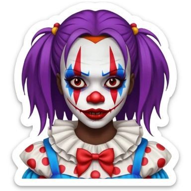 palhacinha sangrenta assassina pele negra de cabelo liso sticker