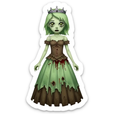 zombie princess full body torn dress sticker