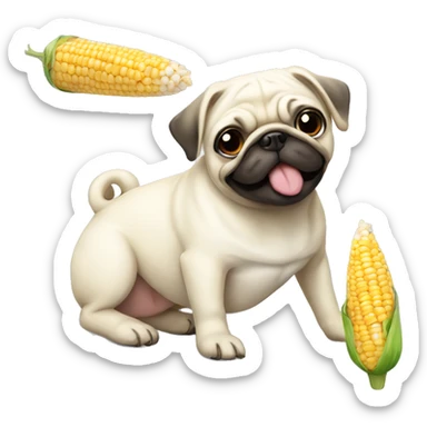 White pug corn sticker