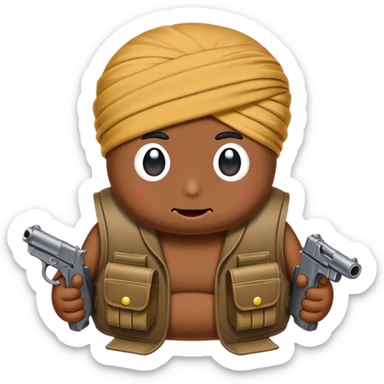 poop wearing a turbin and wearing an ammo vest sticker