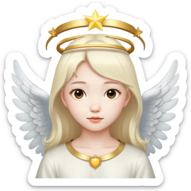 Asian girl with angel halo sticker