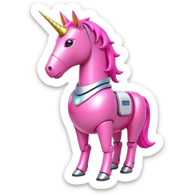 3d robotic office worker unicorn in all pink suit sticker