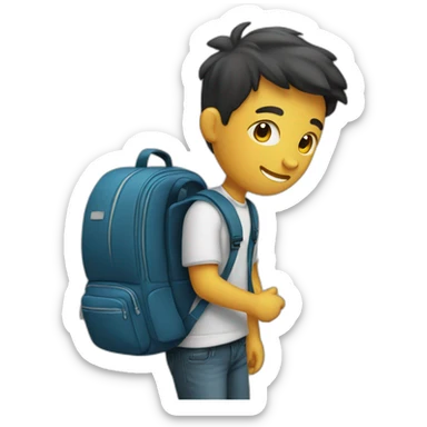 schoolboy packing a backpack  sticker