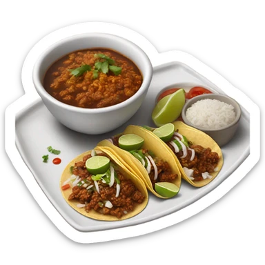 Birria tacos on a white plate with consome and rice on the side sticker