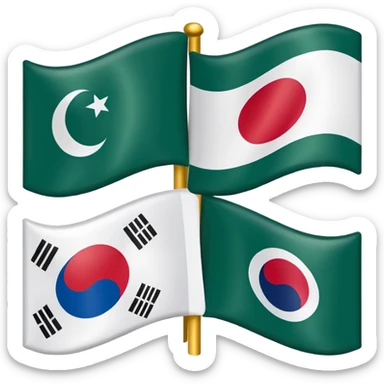 FRIENDSHIP FLAG OF PAK-SOUTH KOERA BUT NO MAKING WRONG DESIGN OF PAKISTAN AND SOUTH KOERA FLAGS sticker