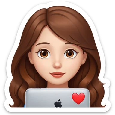 girl with long brown hair video chatting with heart eyes sticker