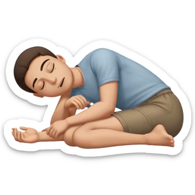 a man laying on ground straight eyes closed sticker