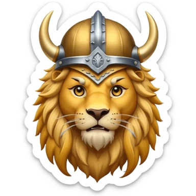 lion, viking helmet,  sticker