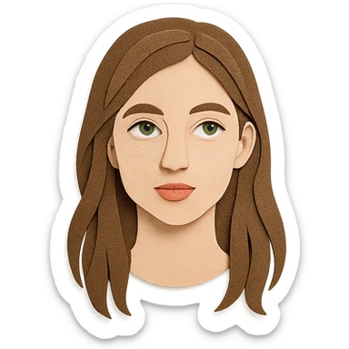 portrait of a 17-year-old girl with green eyes, light skin, and long brown hair sticker