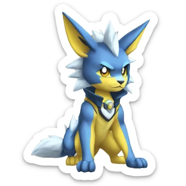 Anthro Cool Chibi Zeraora-Renamon-Pokémon-Fakémon Full Body Detailed High Quality sticker
